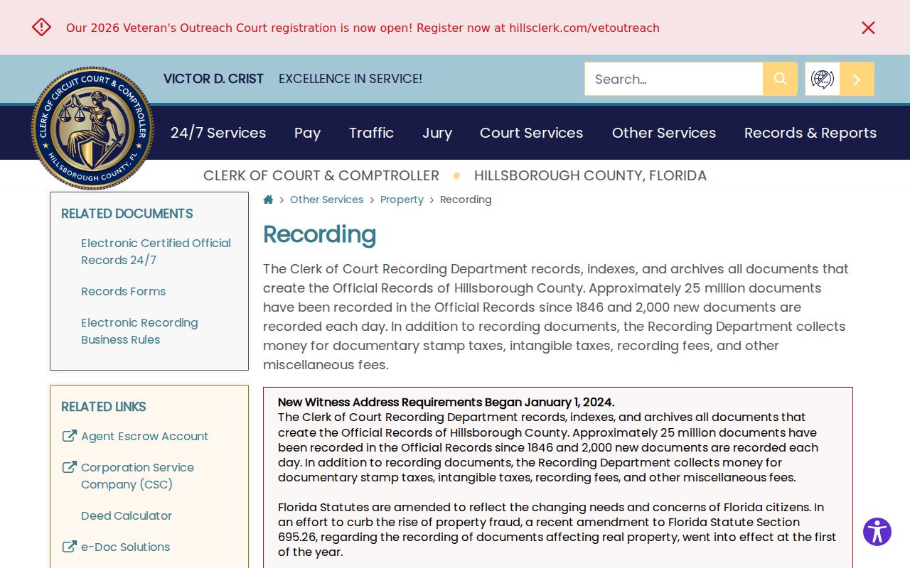 Hillsborough records coverage for Tampa previous residents
