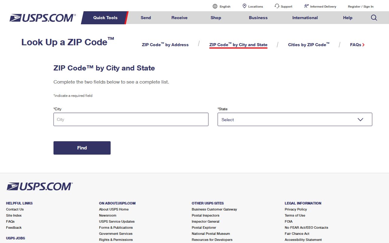 USPS city and state ZIP lookup for Tampa Florida